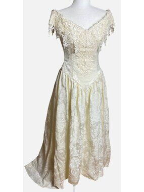 Loralie Original Wedding Dress Ivory Basque Victorian Tea Dainty Twee Tiny XS